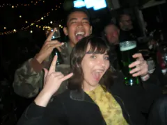 Cass and Joff and a beer full of Green 40 on St. Patrick's Day